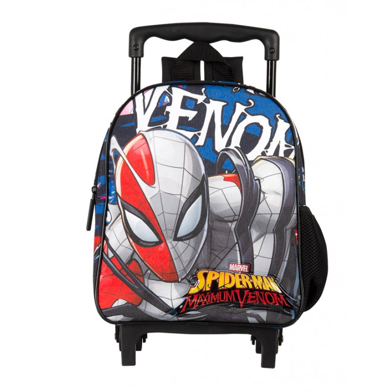 Zaino Asilo Spiderman Venom Con Ruote Perona 58502 - Trolley Per Bambini 3+ Con Schienale Imbottito